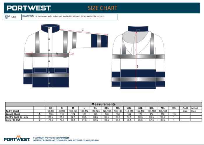 PORTWEST S466, Jachetă HI-VIS cu glugă încorporată, din poliester 300D Oxford 190 g/mp, căptușeală matlasată 230 g/mp [2]
