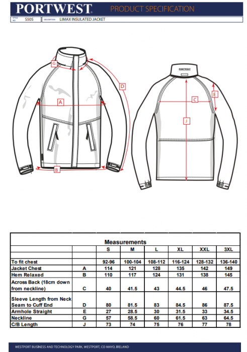 PORTWEST S505, Jachetă de iarnă Limax, cu glugă detașabilă, din poliester Ripstop PVC 230 g/mp, căptușeală fleece 260 g/mp, EN 343 [3]