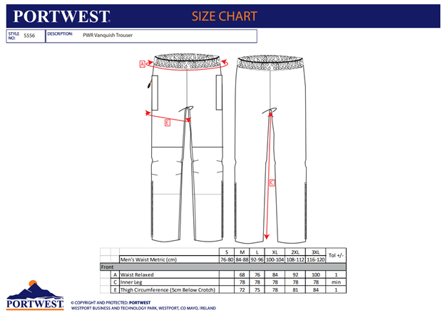 PORTWEST S556, Pantaloni impermeabili Vanquish, din poliester Oxford 600D PU 230 g/mp, EN 343 Clasa 3:3 X [3]