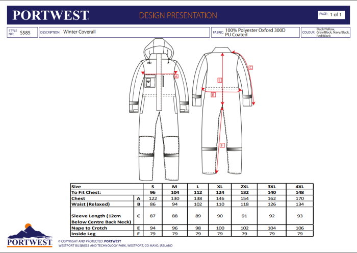 PORTWEST S585, Costum de iarnă cu glugă din poliester, 190 g/mp, căptușeală 170 g/mp [3]