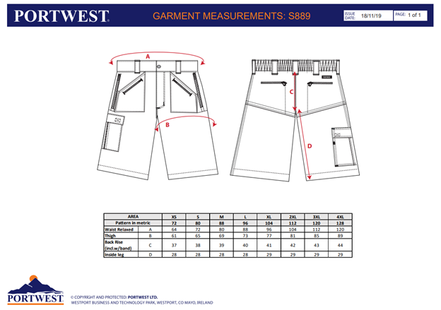 PORTWEST S889, Pantaloni scurți Action din polibumbac Kingsmill, 65% poliester / 35% bumbac, 245g, 9 buzunare, talie semi-elastică [3]