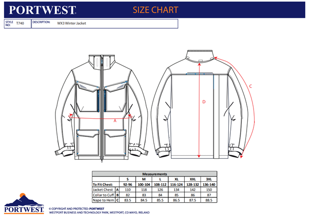 PORTWEST T740, Jachetă de iarnă impermeabilă, din nailon Taslan, 125 g/mp, căptușeală termică Insulatex 200 g/mp, colecția WX3 [3]