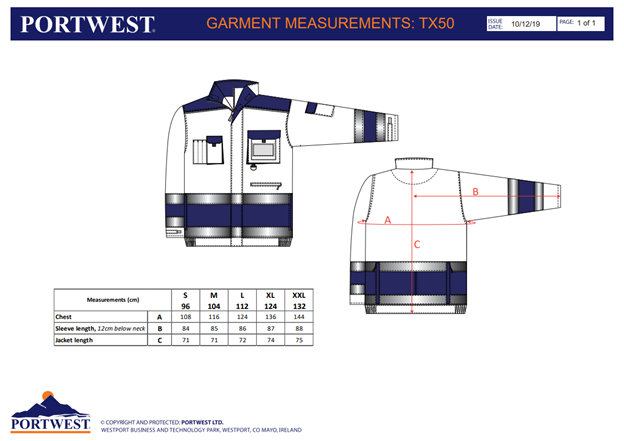 PORTWEST TX50, Jachetă Lille HiVis, din polibumbac, 245 g/mp [3]