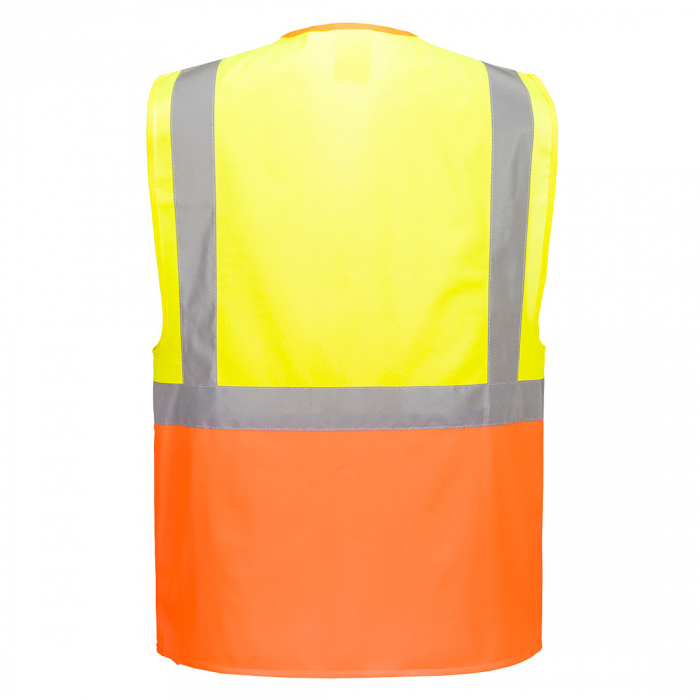 PRAGUE EXECUTIVE, Vestă HI VIS bicoloră din poliester,  124 g/mp, cu buzunare [2]