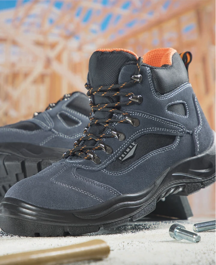 PRIME HIGHTREK S1P SRA, Bocanci de protecție din piele velur de bovină, bombeu metalic, lamelă antiperforație [6]