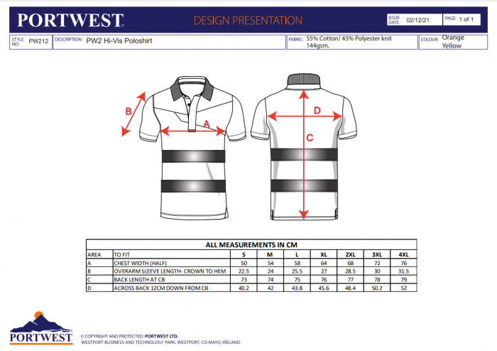 PW212, Tricou HI-VIS polo, din țesătură tercot premium, 144 g/mp [5]