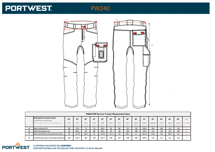 PW240, Pantaloni de lucru din tercot, 245 g/mp [4]