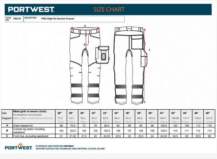 PW241, Pantaloni HI-VIS din tercot, 245 g/mp [5]