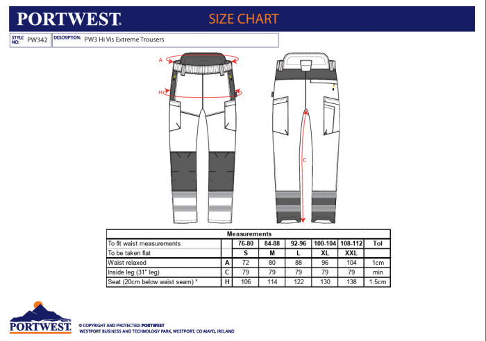 PW3 EXTREME HI-VIS, Pantaloni de lucru din poliester 300D Stretch Oxford, 200 g/mp [3]