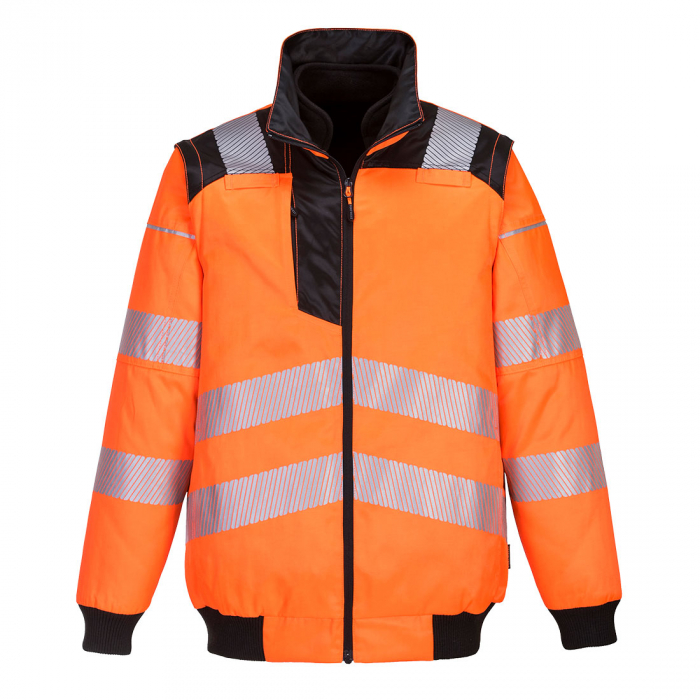 PW3 - 302, Jachetă 3 în 1 HI-VIS cu mâneci detașabile și fleece interior, din policoton, 240 g/mp, căptușeală interioară 60 g/mp, căptușeală detașabilă 280 g/mp [1]