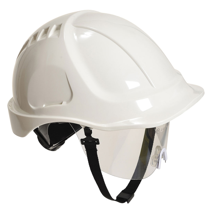 PW54 ENDURANCE PLUS, Cască de protecție electroizolantă cu vizieră retractabilă, calotă din ABS, suspensie textilă cu fixare în 6 puncte, reglare cu clichet, 446 g [4]