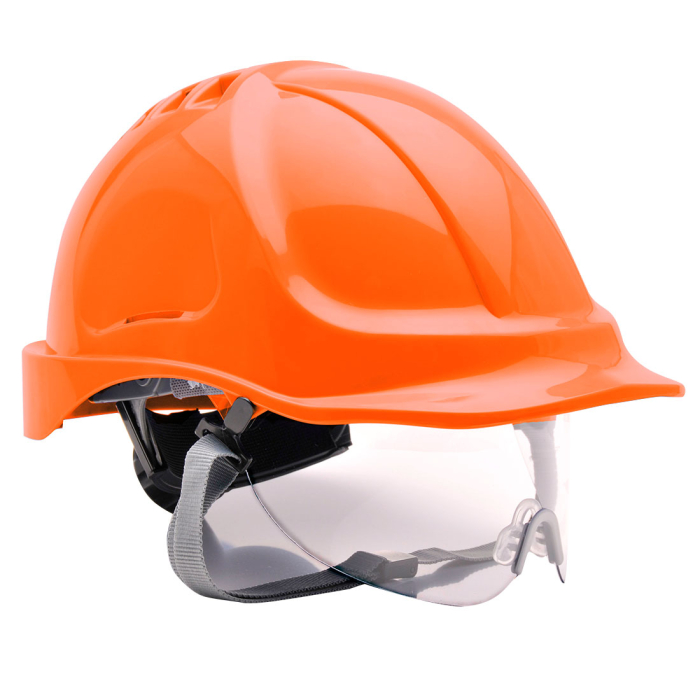 PW55, Cască de protecție ventilată cu vizieră retractabilă, calotă din ABS, suspensie textilă în 6 puncte, reglare cu rotiță [7]