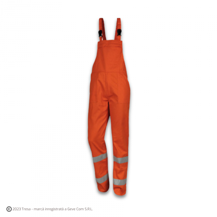 RADAR, Pantaloni cu pieptar cu benzi reflectorizante din bumbac, 260 g/mp [2]