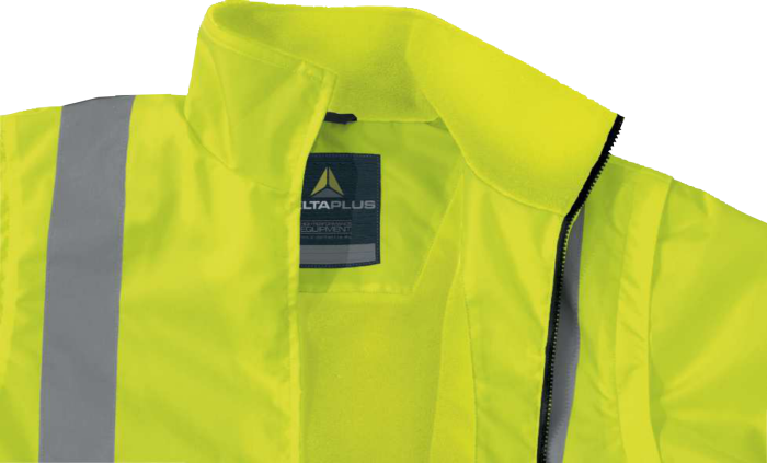 RENO HV, Jachetă HI-VIS 2 în 1 cu mâneci detașabile și glugă retractabilă din poliester Oxford cu acoperire poliuretanică, 465 g/mp [3]