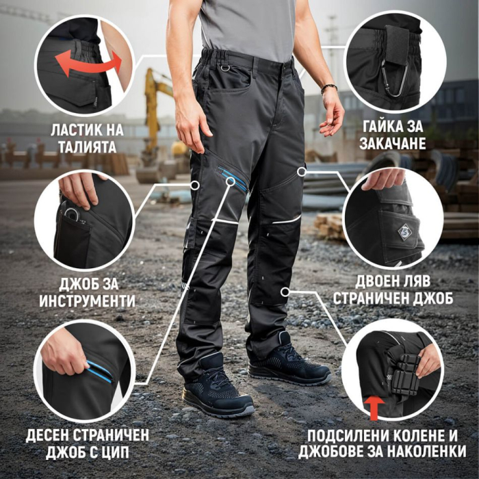 REVOLT 4STRETCH, Pantaloni de lucru din bumbac 57%, poliester 40% și spandex 3%, 240 g/mp [3]