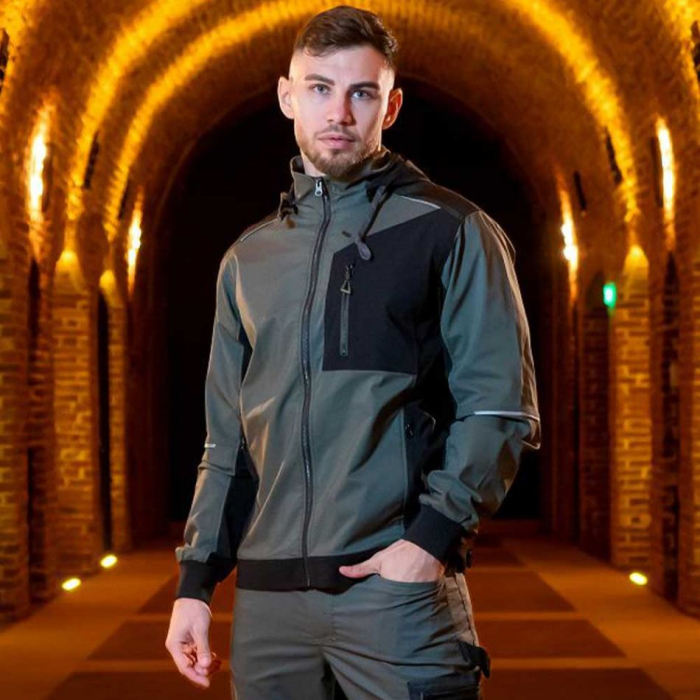 REVOLT LIGHT STRETCH GREEN, Jachetă de lucru cu glugă detașabilă din amestec poliester-bumbac și T400 cu stretch mecanic, 160 g/mp [2]
