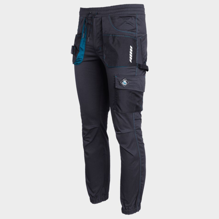 REVOLT SPORT, Pantaloni de lucru slim fit din bumbac 32%, poliester 65% și spandex 3%, 240 g/mp [5]