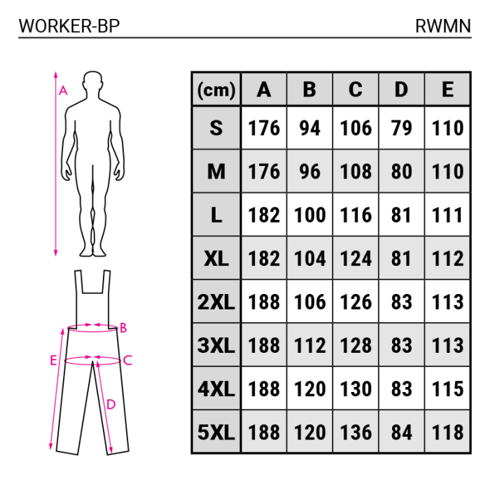 RWMN, Pantaloni de lucru cu pieptar din tercot, 250 g/mp [2]
