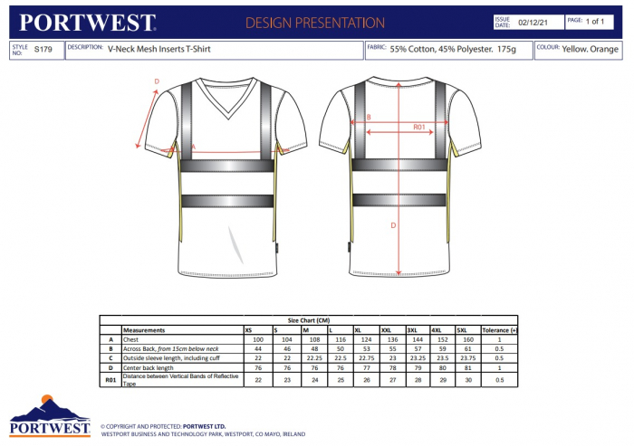 S179, Tricou cu anchior Hi-Vis din bumbac și poliester, 175 g/mp, cu inserții din plasă [3]