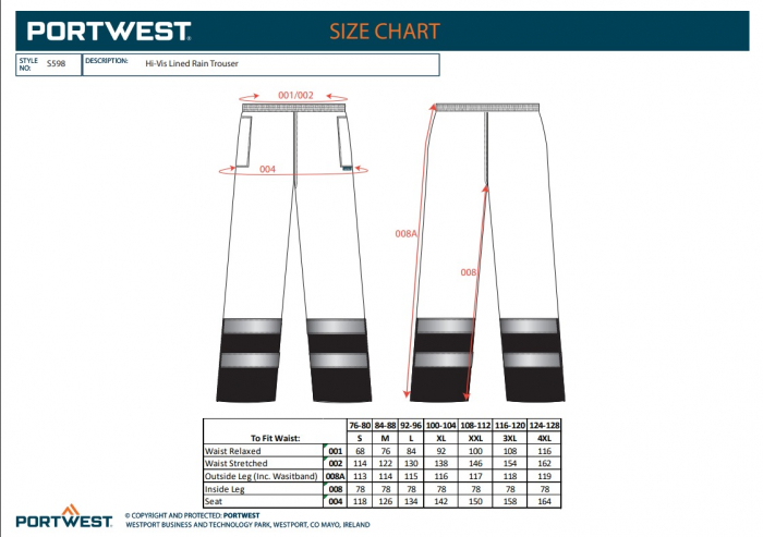 S598, Pantaloni de iarnă HI-VIS din poliester Oxford, 190 g/mp, căptușeală matlasată 170 g/mp [3]