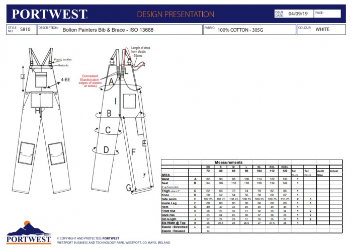 S810, Pantaloni cu pieptar din bumbac, 305 g/mp [3]