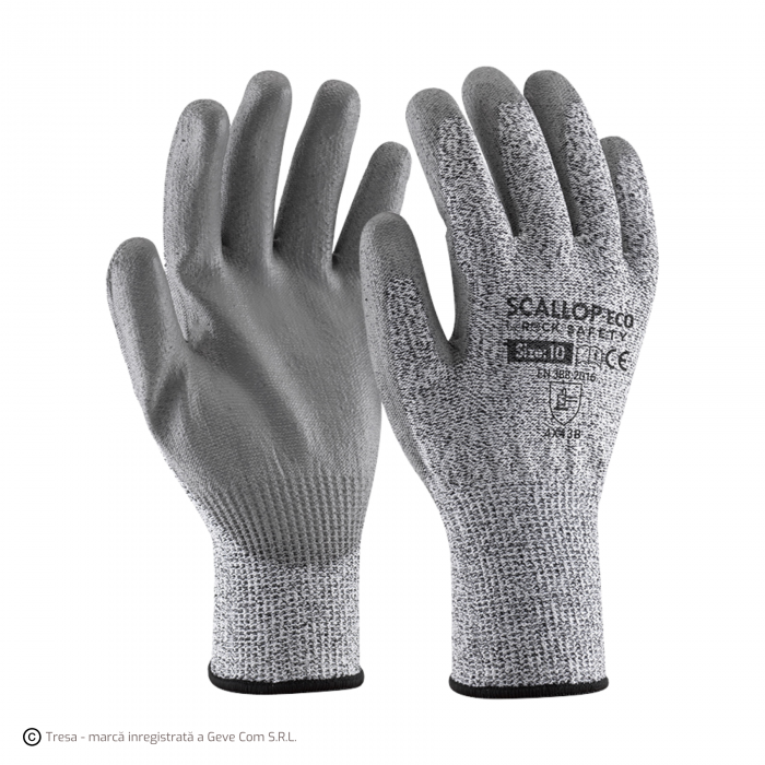 SCALLOP-ECO, Mănuși de protecție rezistente la tăiere din HPPE, imersate în PU, versiune economică [1]