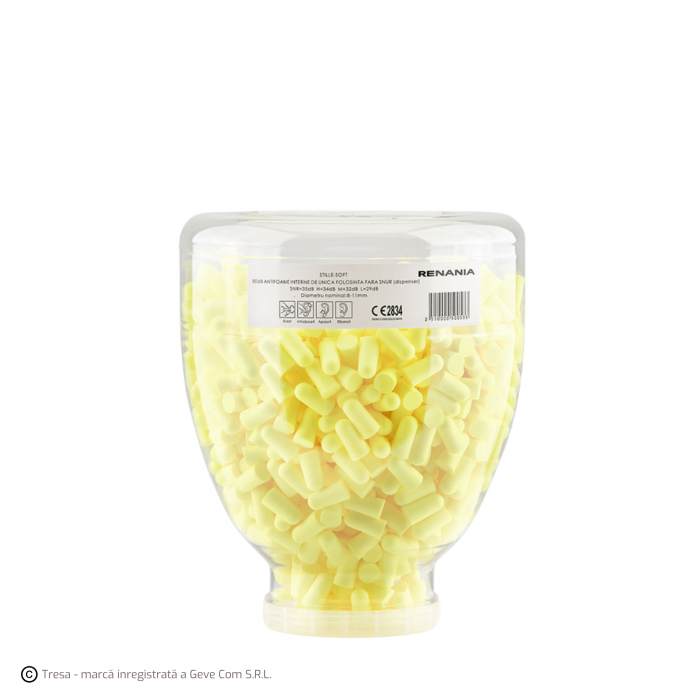 STILLE SOFT, Antifoane interne de unică folosință, din spumă poliuretan, 35 dB [Container rezervă cu 500 perechi] [1]