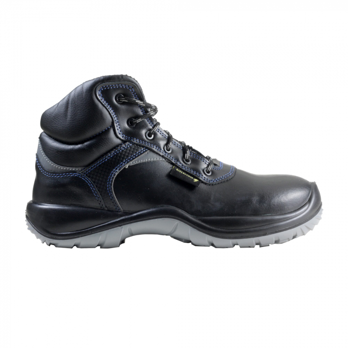 TESLA CK S3, Bocanci de protecție din piele netedă de bovină hidrofobizată, bombeu compozit nemetalic, lamelă antiperforație metalică, talpă PU2D antiderapantă SRC, rezistență electrică 1000V [1]