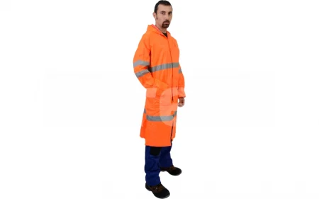 TRINIDAD / TOBAGO, Pelerină HI-VIS cu glugă încorporată. din poliester Oxford și membrană PVC, lungime 130 cm [10]