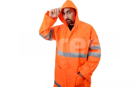 TRINIDAD / TOBAGO, Pelerină HI-VIS cu glugă încorporată. din poliester Oxford și membrană PVC, lungime 130 cm [8]