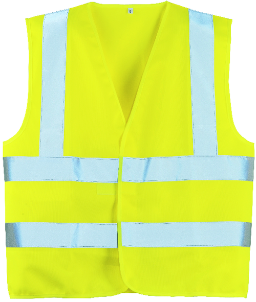 Vestă reflectorizantă HI-VIS cu bandă orizontală și verticală din tricot poliester, 120 g/mp [2]