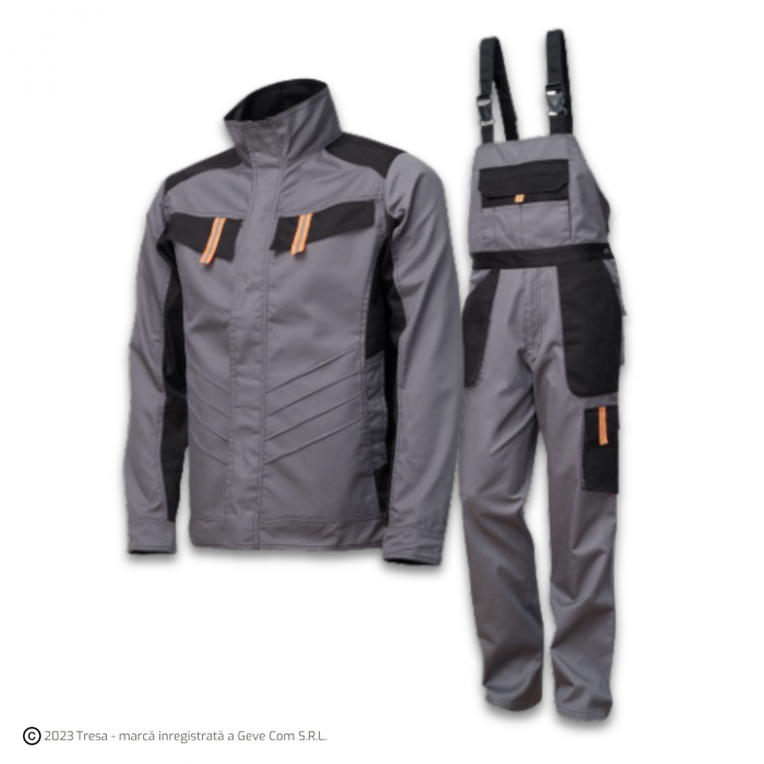 VULCANO PP, Costum cu jachetă + pantaloni cu pieptar, din tercot, 235 g/mp [2]