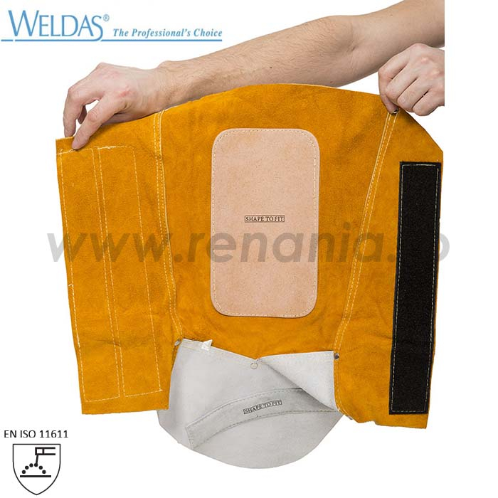 WELDAS 44-2114, Ghetre de sudură din piele spalt de bovină, grosime 1 mm, cusute cu ață de kevlar [3]