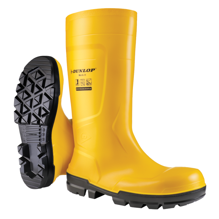 DUNLOP WORK-IT S5 YELLOW, Cizme de protecție din PVC impermeabil reciclat, bombeu oțel, lamelă antiperforație, talpă SR [1]