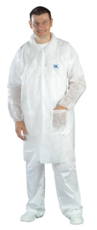 UNICĂ FOLOSINȚĂ - MO41115, Halat Vizitator de Unică Folosință din Polipropilenă SPP, 30 g/m², cu 2 Buzunare, Închidere cu 4 Capse, Alb