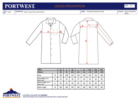 2202, Halat de damă pentru industria alimentară din kingsmill, 245 g/mp [2]