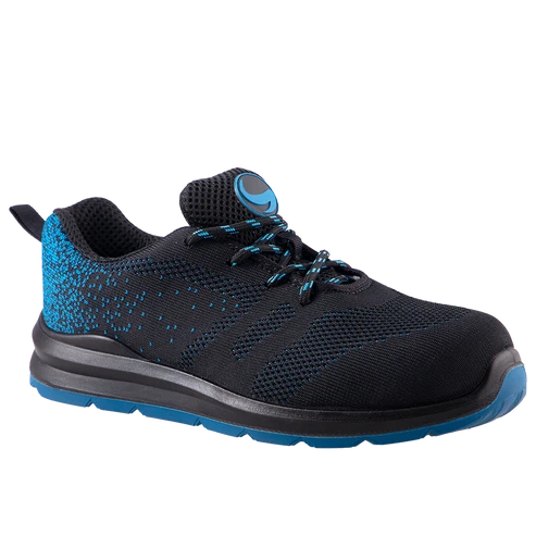 Pantofi de lucru O1 - RACE LOW BLUE 01 O1 SR FO, Pantofi de lucru din plasă FLYKNIT respirabilă, talpă SRC