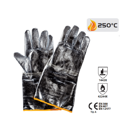 PROTECȚIA MÂINILOR - 38 SKAL, Mănuși de sudură din fibră aramidică aluminizată, lungime 38 cm