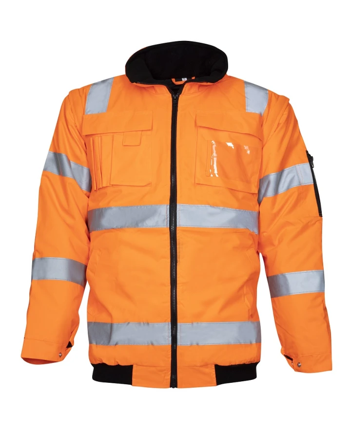 Jachete reflectorizante (HI-VIS) - HOWARD REFLEX, Jachetă HI-VIS impermeabilă cu mâneci și glugă detașabile din poliester 300D Oxford cu acoperire PU
