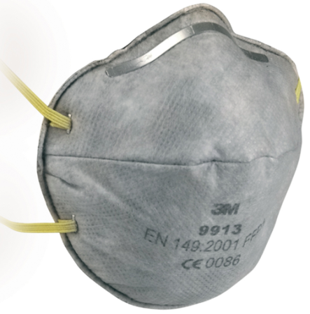 PROTECȚIE RESPIRATORIE - 3M 9913, Semimască FFP1 cu cărbune activ, protecție particule și vapori organici, fără supapă