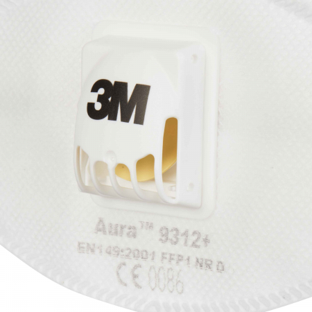 3M AURA 9312+ FFP1, Semimască În Formă De Cupă FFP1, Versiune cu Supapă Cool Flow (10 bucăți / set) [1]