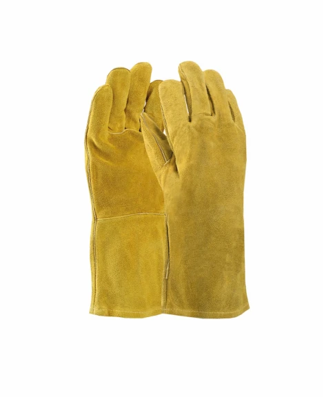 Protecție sudură - 4MIG GOLD, Mănuși de sudură din piele bovină despicată (șpalt), cusătură Kevlar