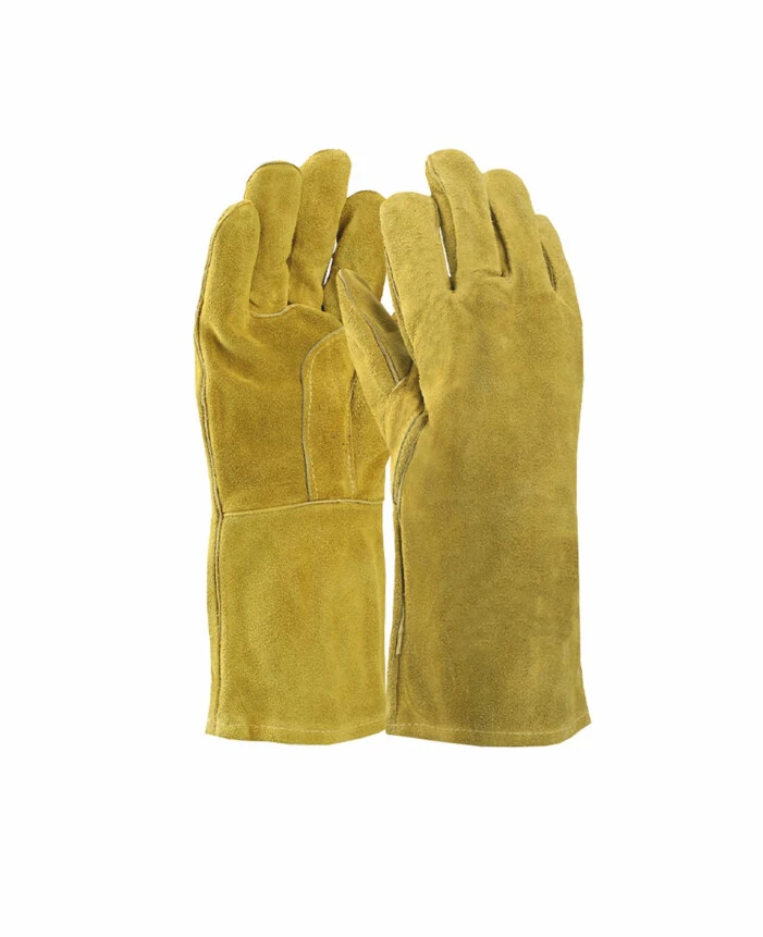 Protecție sudură - 4MIG GOLD RFC, Mănuși de sudură din piele bovină despicată (șpalt), cusătură Kevlar, cu întăriri