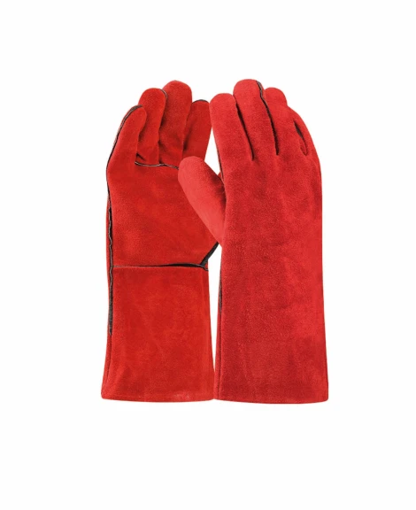 Protecție sudură - 4MIG RED, Mănuși de protecție de sudură din piele de bovină, lungime 35 cm