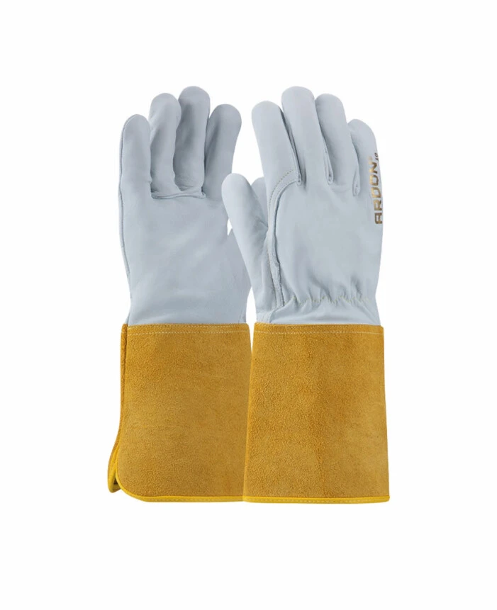 Combinate - 4TIG, Mănuși de sudură din piele de capră, manșetă din piele de bovină (șpalt), lungime 34-37 cm