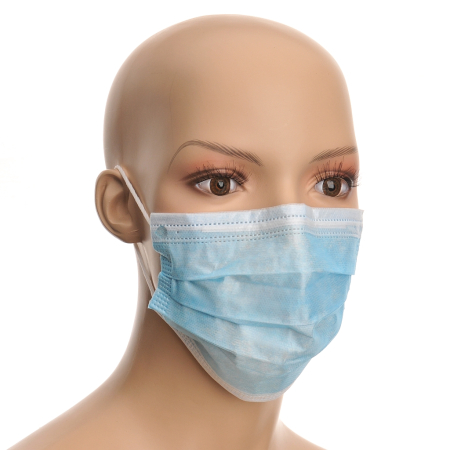 Măști Unică Folosință - MASK, Semimască de unică folosință din nețesut de polipropilenă (PP), 2 straturi, albastru [cutie 100 bucăți]