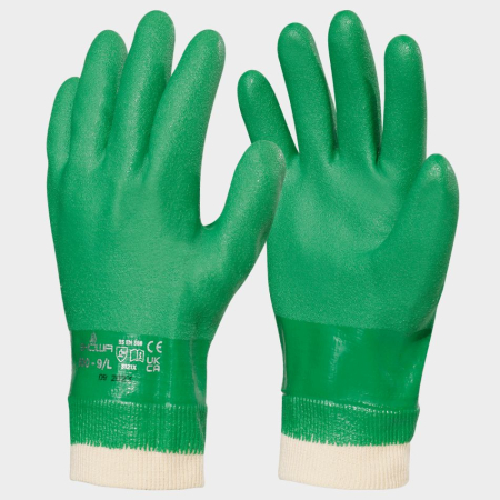 PROTECȚIA MÂINILOR - 600, Mănuși de protecție chimică din bumbac, imersate în PVC, finisaj rugos