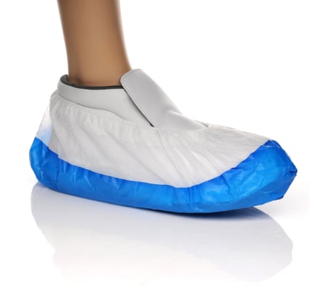 Acoperitori Încălțăminte Unică Folosință - SHOE.PP/CPE.B, Botoșei de protecție de unică folosință din nețesut PP și folie CPE [set 100 bucăți]