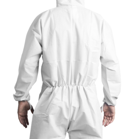 COVERPRO 5S10, Combinezon de Protecție Tip 5/6 din SMS, 50 g/m², Antistatic, cu Glugă, Alb [4]