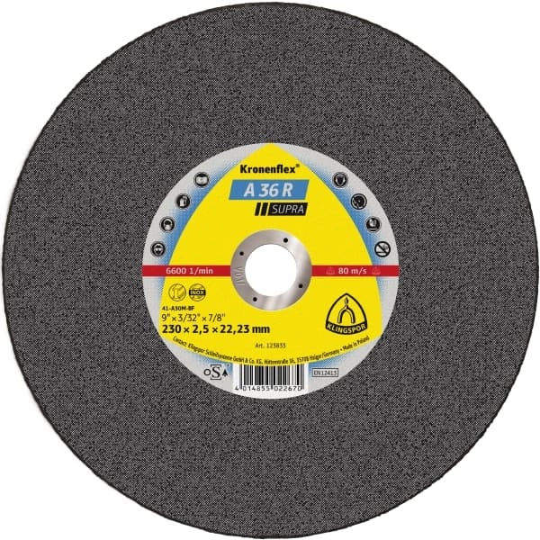 Discuri debitare și polizare - KLINGSPOR KRONENFLEX A 36 R SUPRA, Disc de tăiere pentru oțel inoxidabil